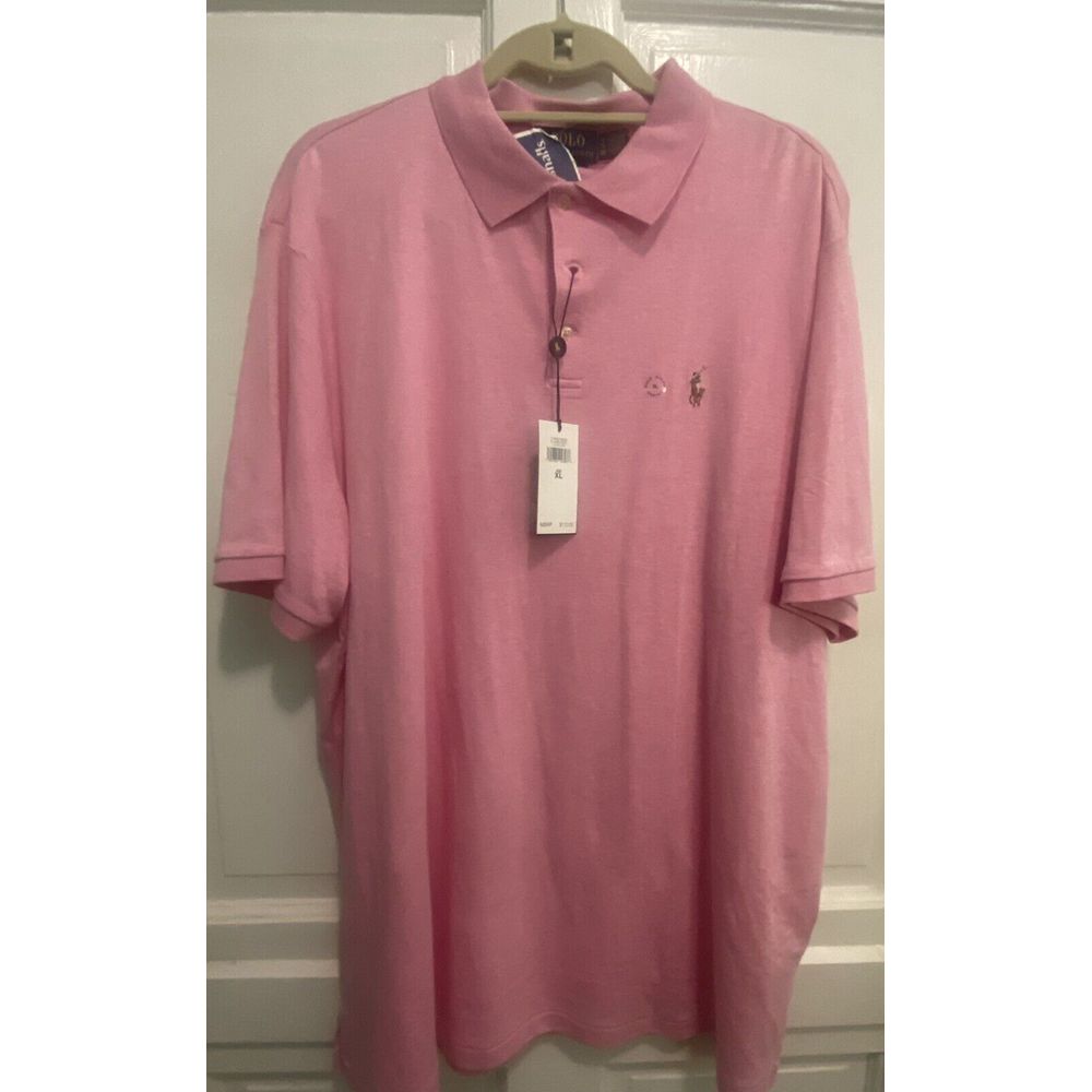 Men's Polo Ralph Lauren Classic Fit Golf Shirt Pink Size XL Short Sleeved NWT