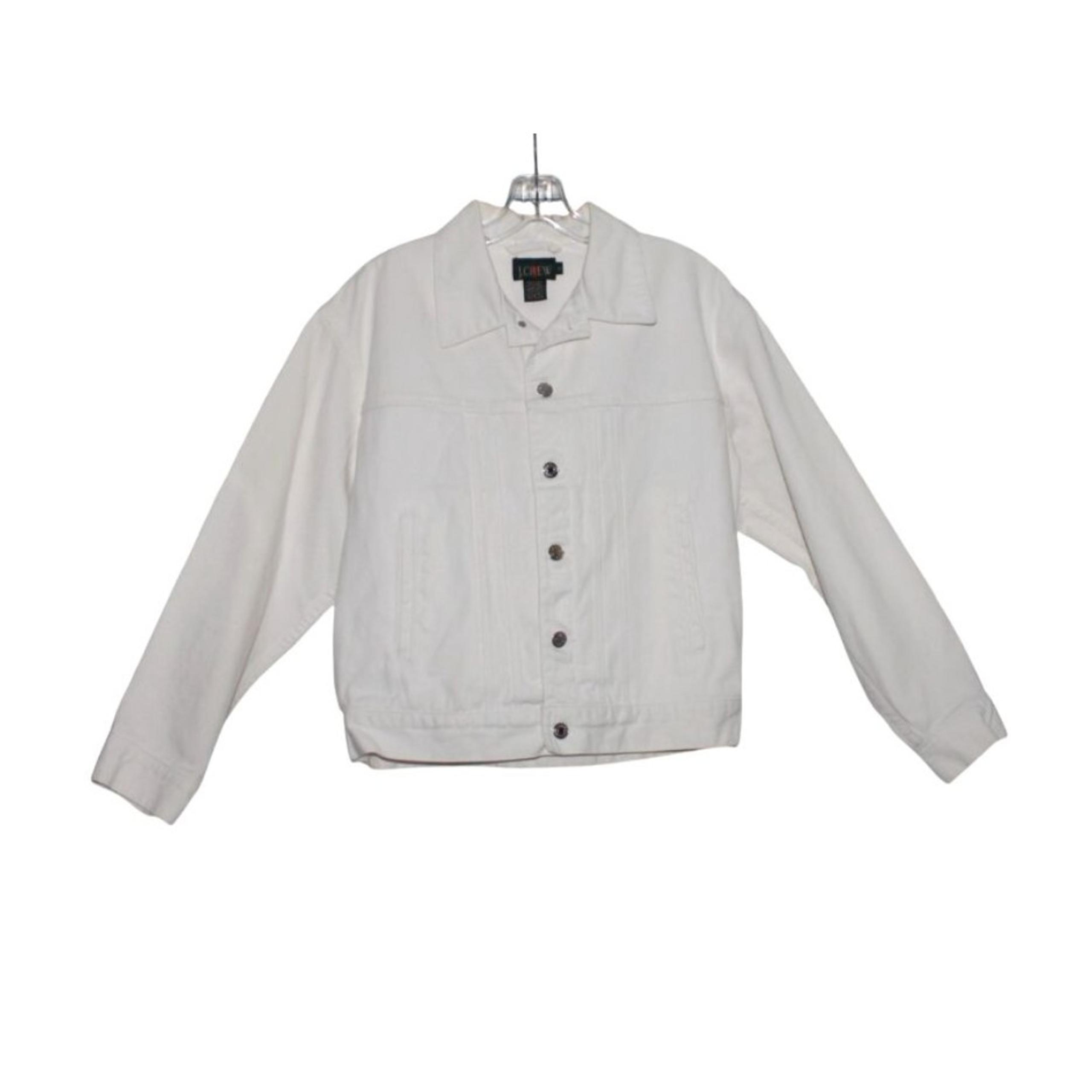 J. Crew Denim Jacket White  Button Front Women's Small Classic Vintage