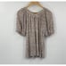 Anthropologie Maeve Leopard Print Linen Top Puff Sleeve Scoopneck Gray Medium