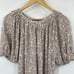 Anthropologie Maeve Leopard Print Linen Top Puff Sleeve Scoopneck Gray Medium