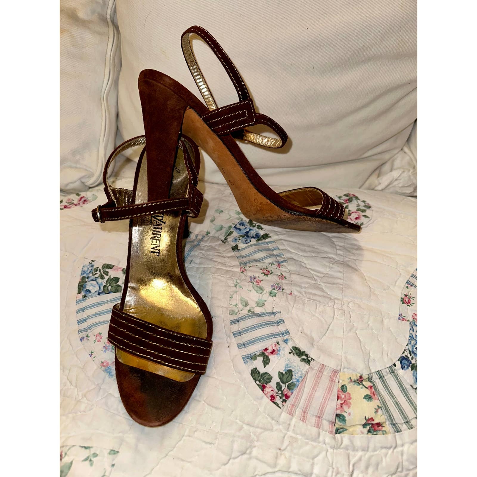 YSL YVES SAINT LAURENT SUEDE SANDALS