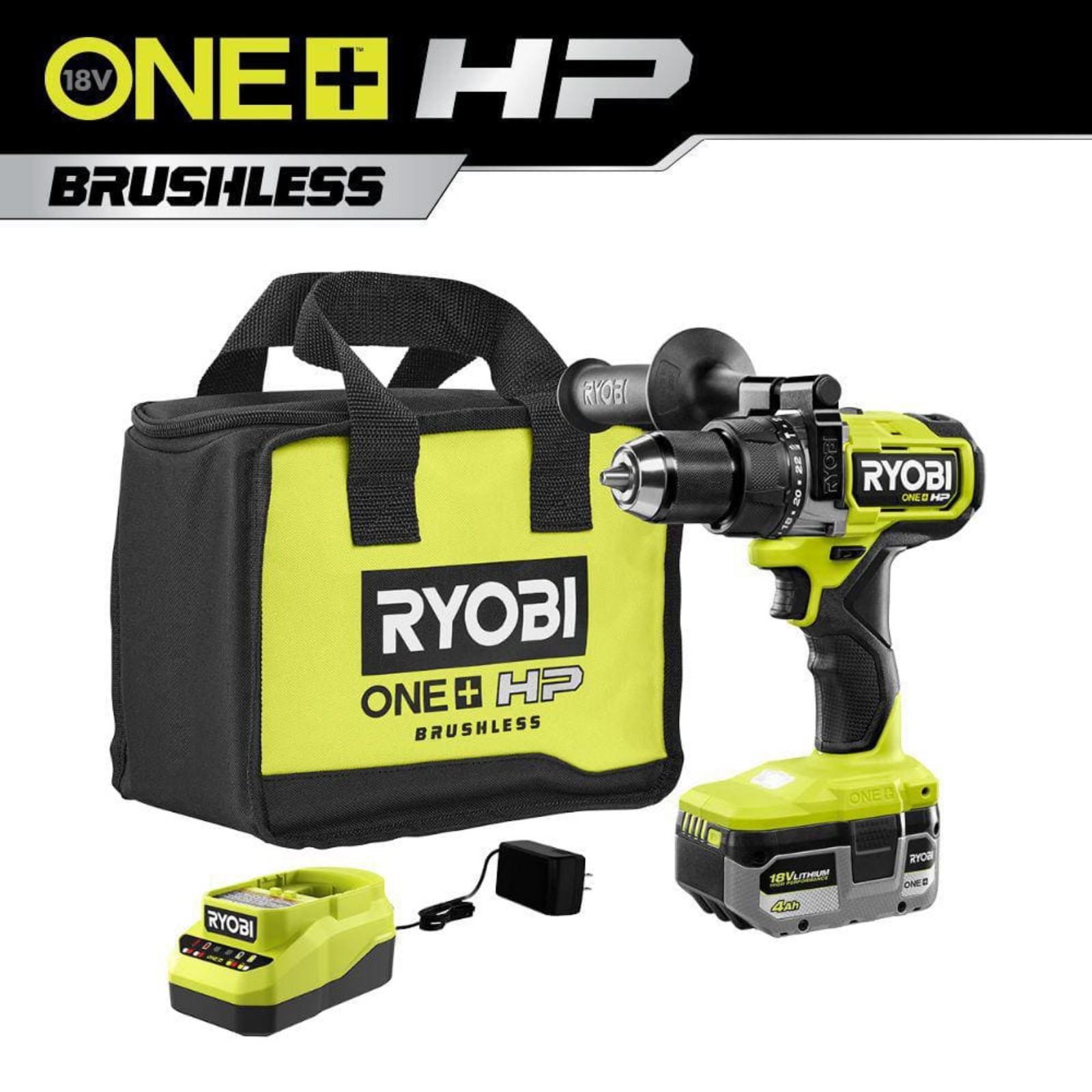RYOBI ONE+ HP 18V Brushless Cordless 1/2 in. Hammer Drill Kit