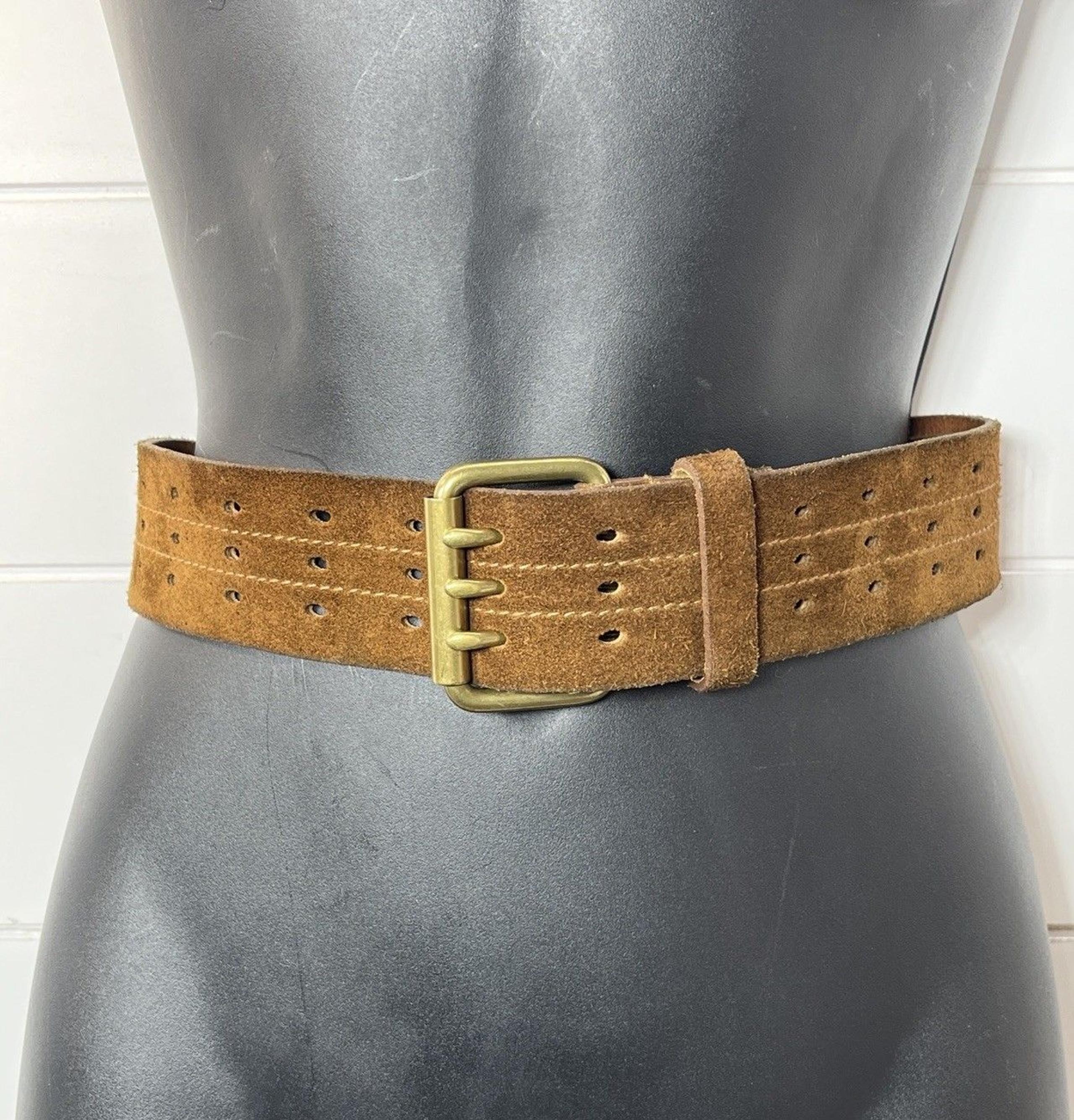 Wide Gap VTG Suede Leather Womens Boho Gypsy Belt XS 24"~ 33" Made In England