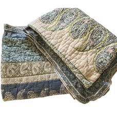Soft Surroundings Blue White paisley pillow shams set zip close cotton linen