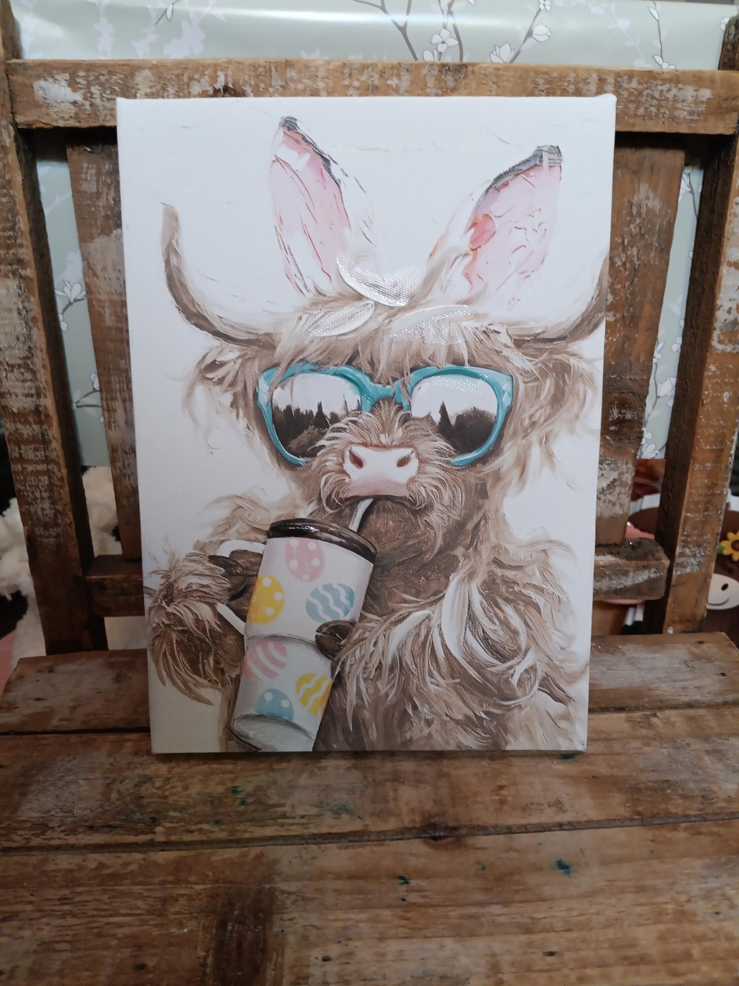 New 5x7 Highland Cow in Sunglasses Picture