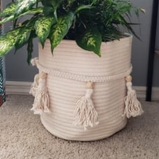 Decorative Cotton Rope Basket Cute Woven Tassel 11 x11