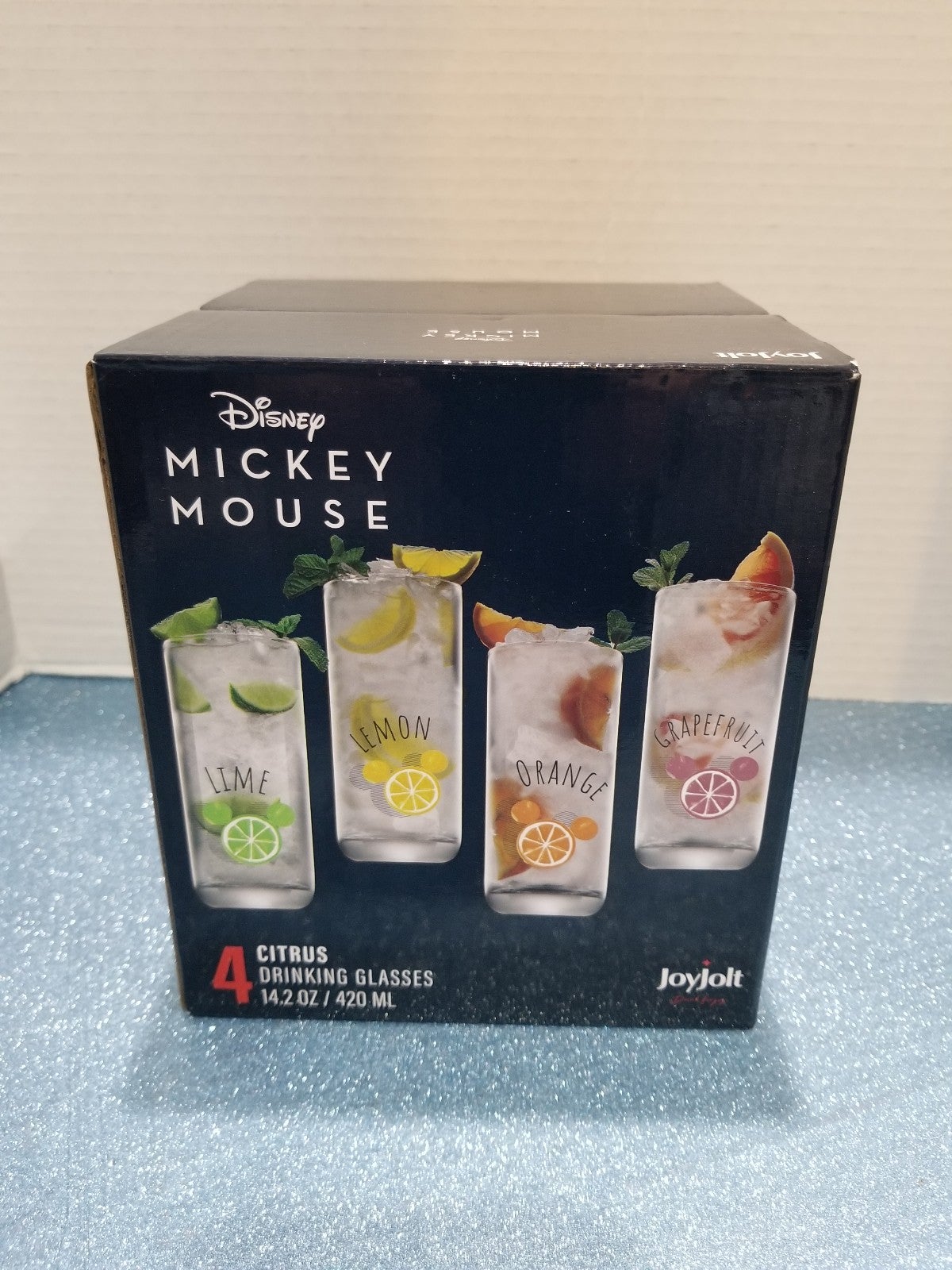 #N DISNEY Mickey Mouse 4 Citrus Drinking Glasses 14.2oz Set