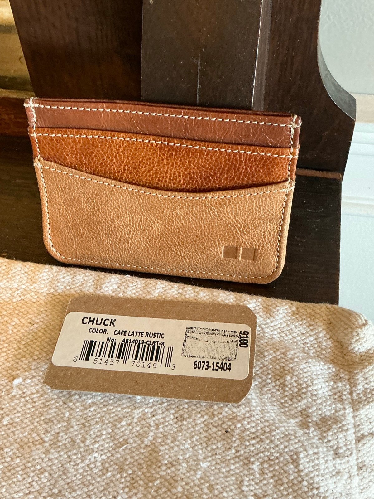 NWT Bed Stu Leather Chuck Card Wallet Cafe Latte Retail 65