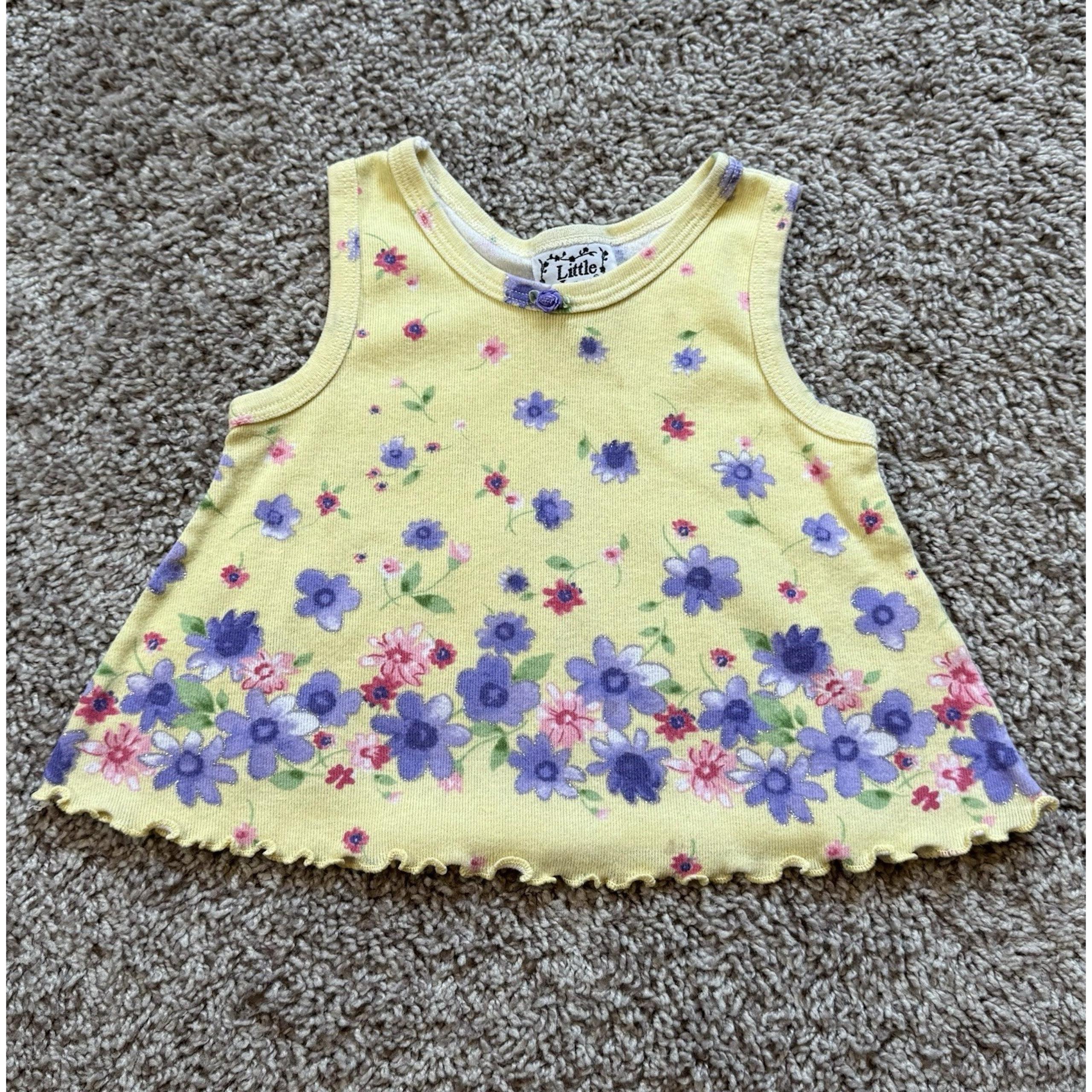 Vtg 90s Little Jass Toddler Flower Ribbed Tank Top 18M Colorful Made in USA