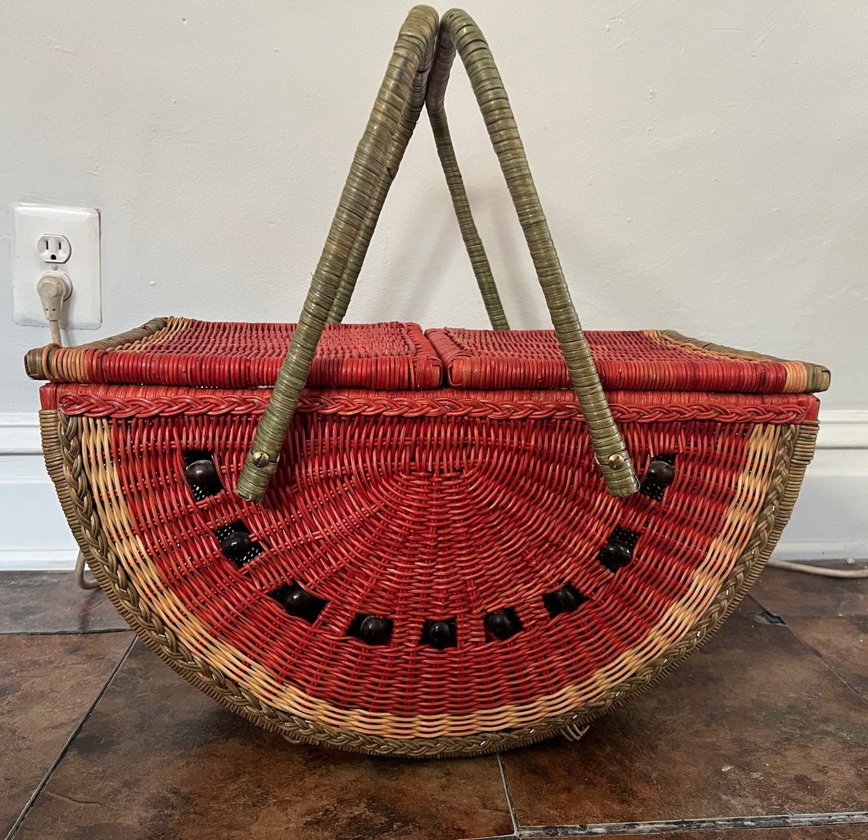 Vintage Watermelon Picnic Basket