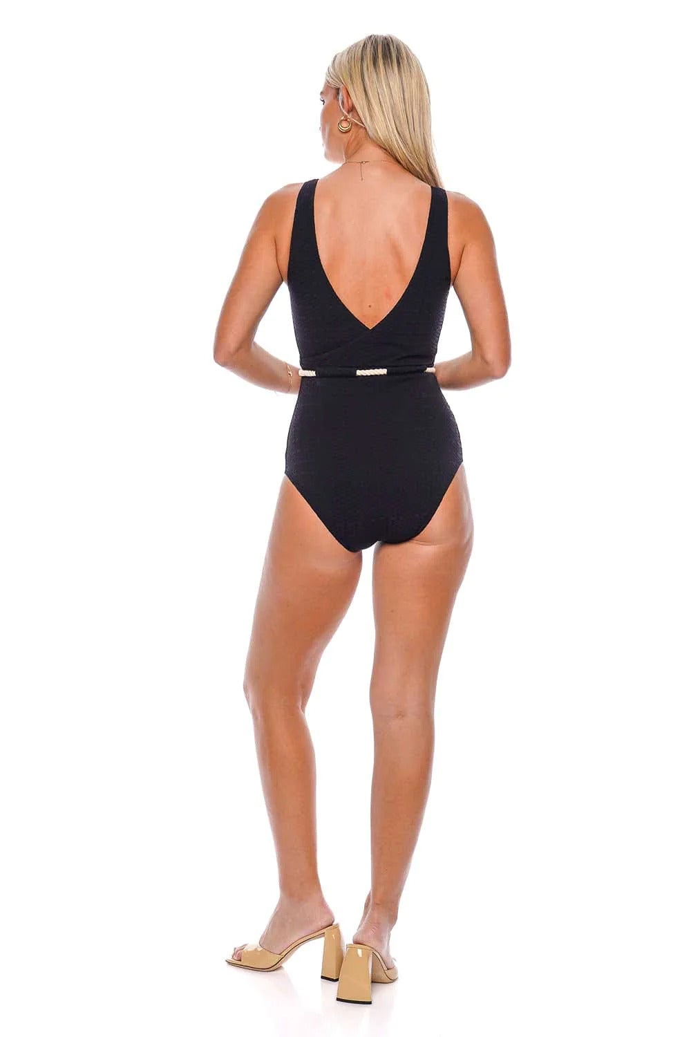 LISA MARIE FERNANDEZ Yasmin Belted Seersucker One-Piece