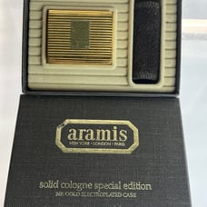 Vintage Aramis men’s fragrance solid cologne 24K gold original packaging