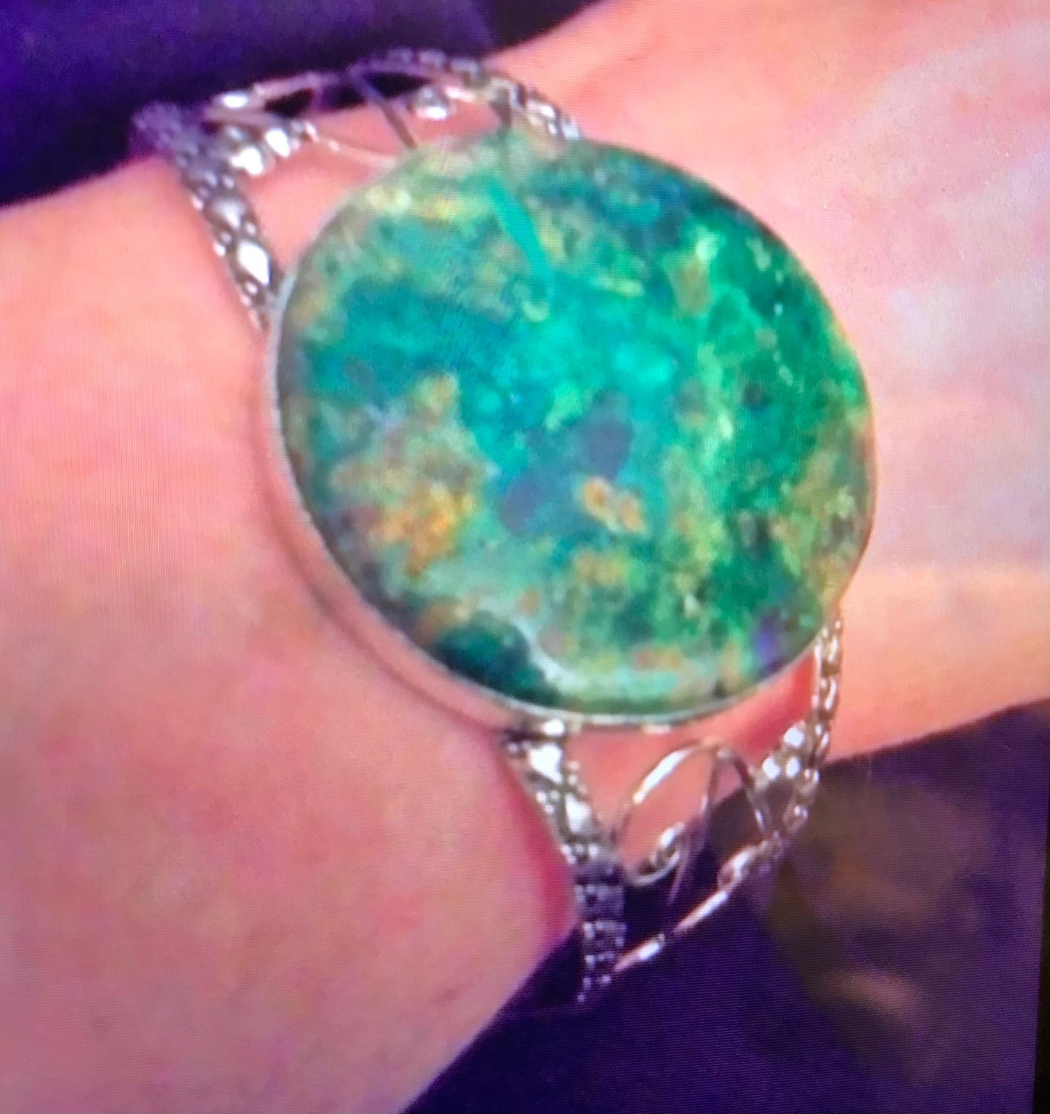 Chrysocolla 925 Sterling Silver Cuff Bracelet