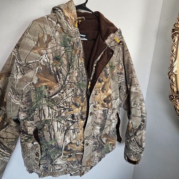 Realtree Men's Large Camo Coat Military Field Jacket Green Brown Camouflage