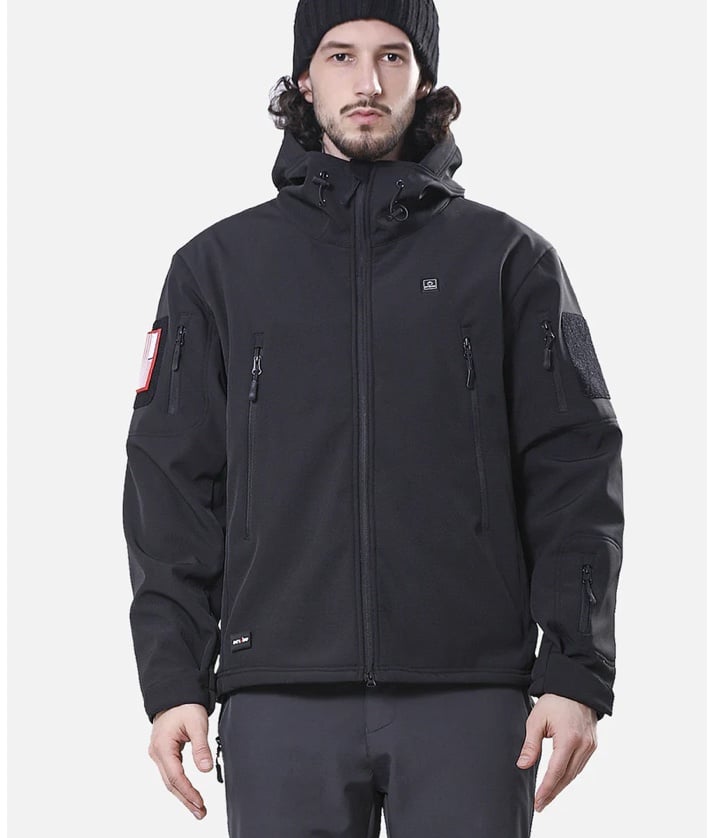 DEWBU Heated Jacket for Men with 12V Battery Pack Winter Outdoor Soft Shell Elec