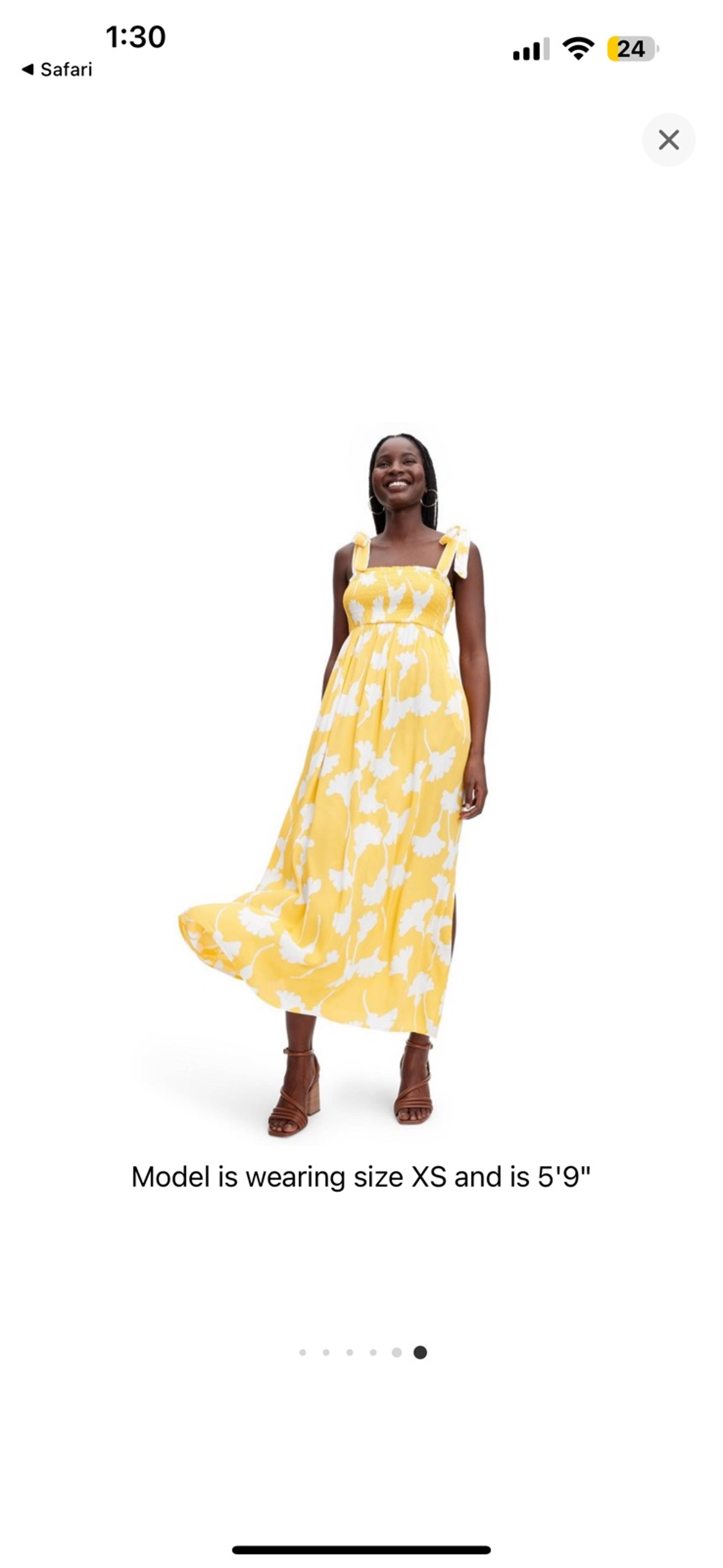 Women's Smocked Tie Strap Ginkgo Yellow Midi Dress - DVF for Target