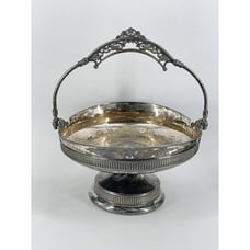 Derby Silver Co. Quadruple Silver Plate Fruit Wedding Basket Birds owl Bowl