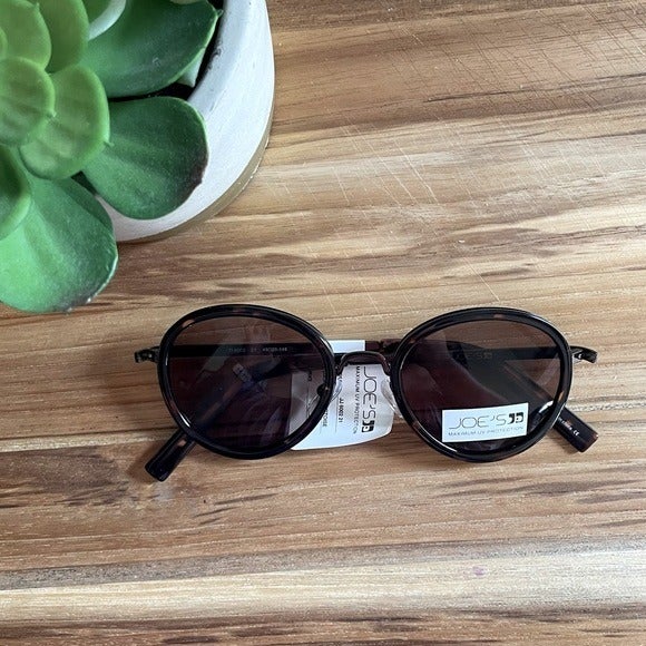 New Joe’s Jeans Round Sunglasses Dark Brown Tortoise Frame UV Protection NWT 98