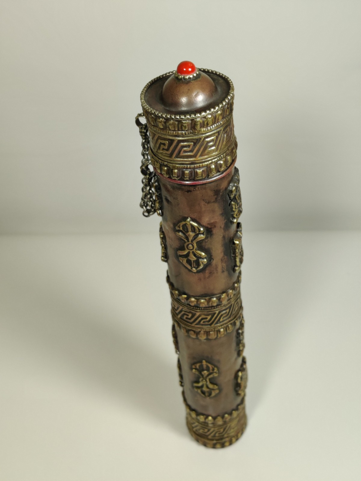 Vintage Tibet Buddhist prayer scroll holder