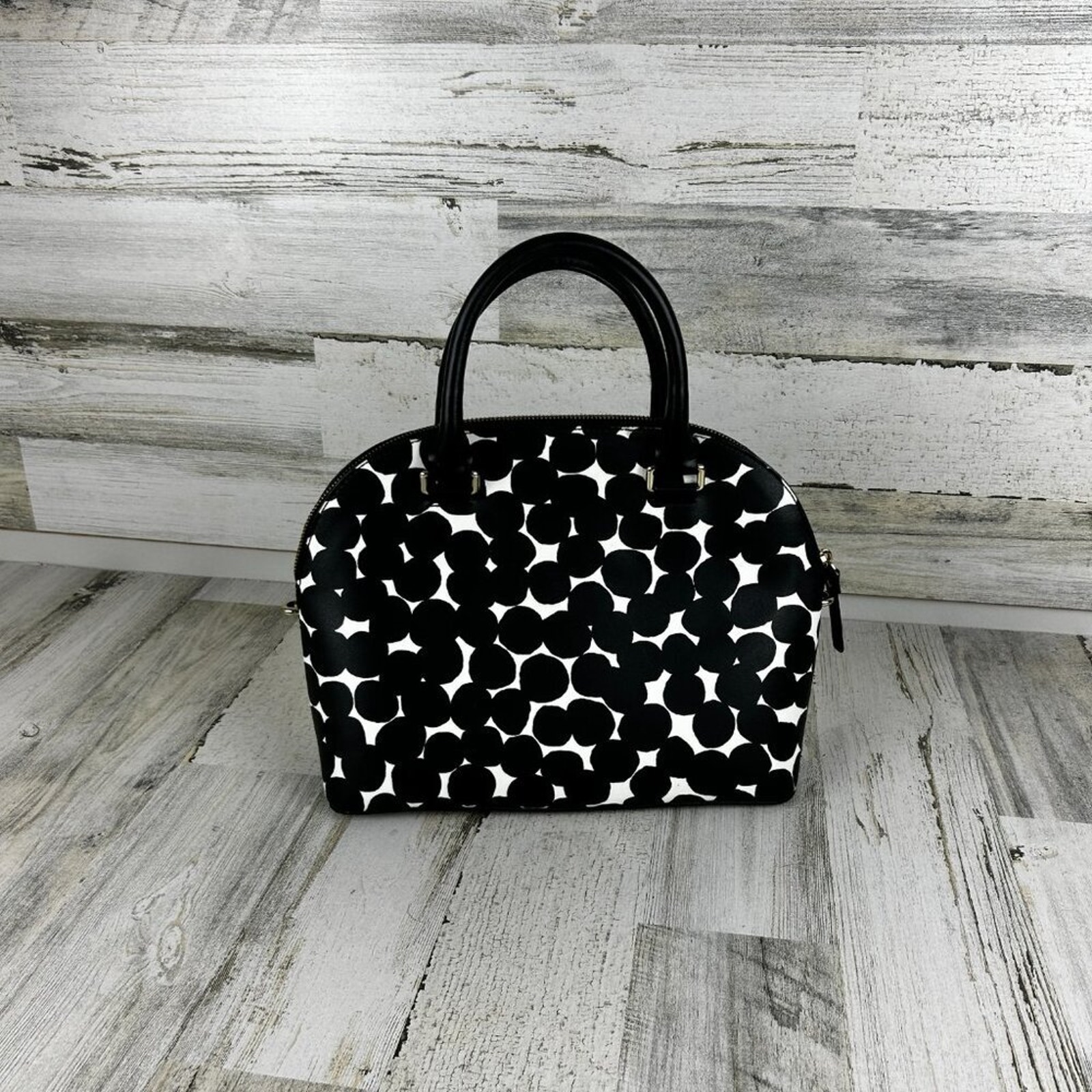Kate Spade Carli Grove Splodge Dot medium Satchel bag black white dot designer