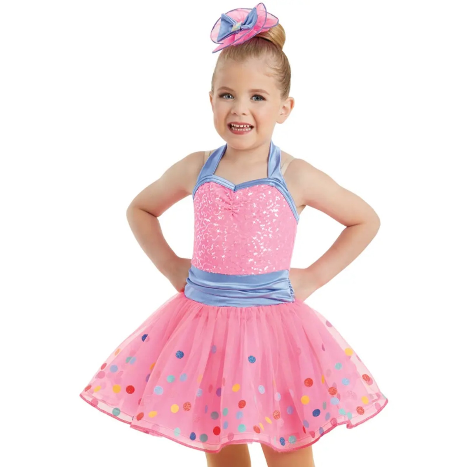 Dance Costume 6x-7 Child Hot Pink Weissman 10784 Tap Ballet Sequin Polka Dot