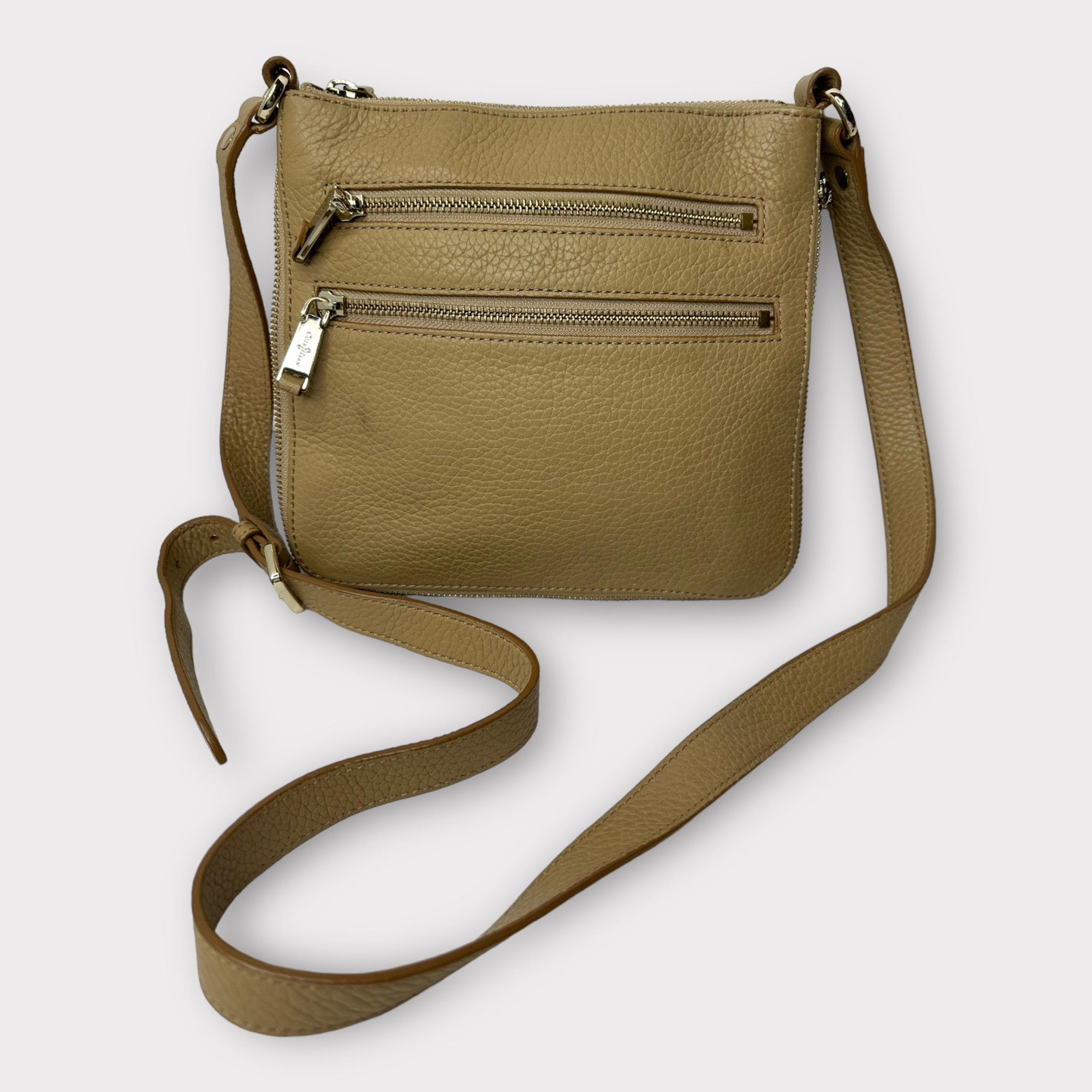 Cole Haan Womens Village Sheila Crossbody Pebble Grain Leather Bag Sandstone