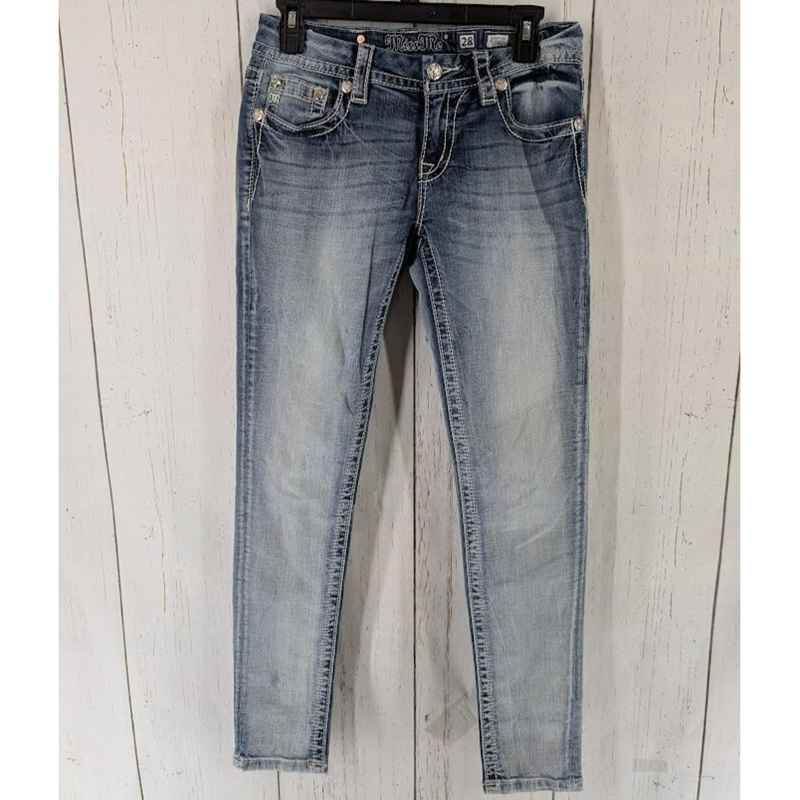 Miss Me Size 28 Low Rise Ankle Skinny Stretch Womens Jean Light Wash