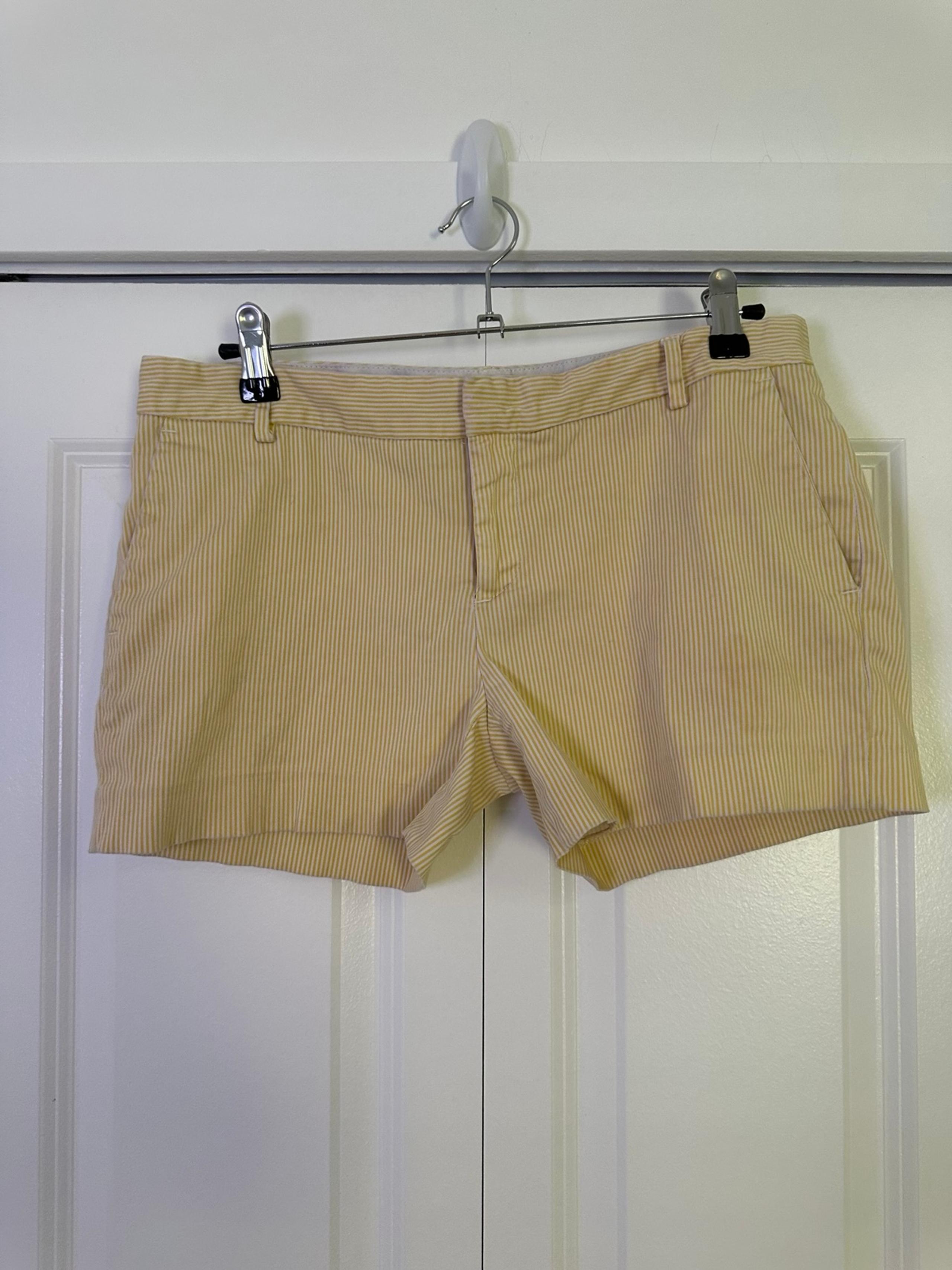 Women’s Zara Yellow And White Striped Cotton Shorts Size Large