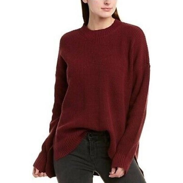 NWOT BCBGMAXAZRIA Womens Purple Oversized Crewneck Pullover Sweater Size Medium
