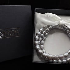 HONORA CULTURED 7-8mm SILVER SHEEN RINGED PEARLS BRACELETS / Set Of 3 / NIB