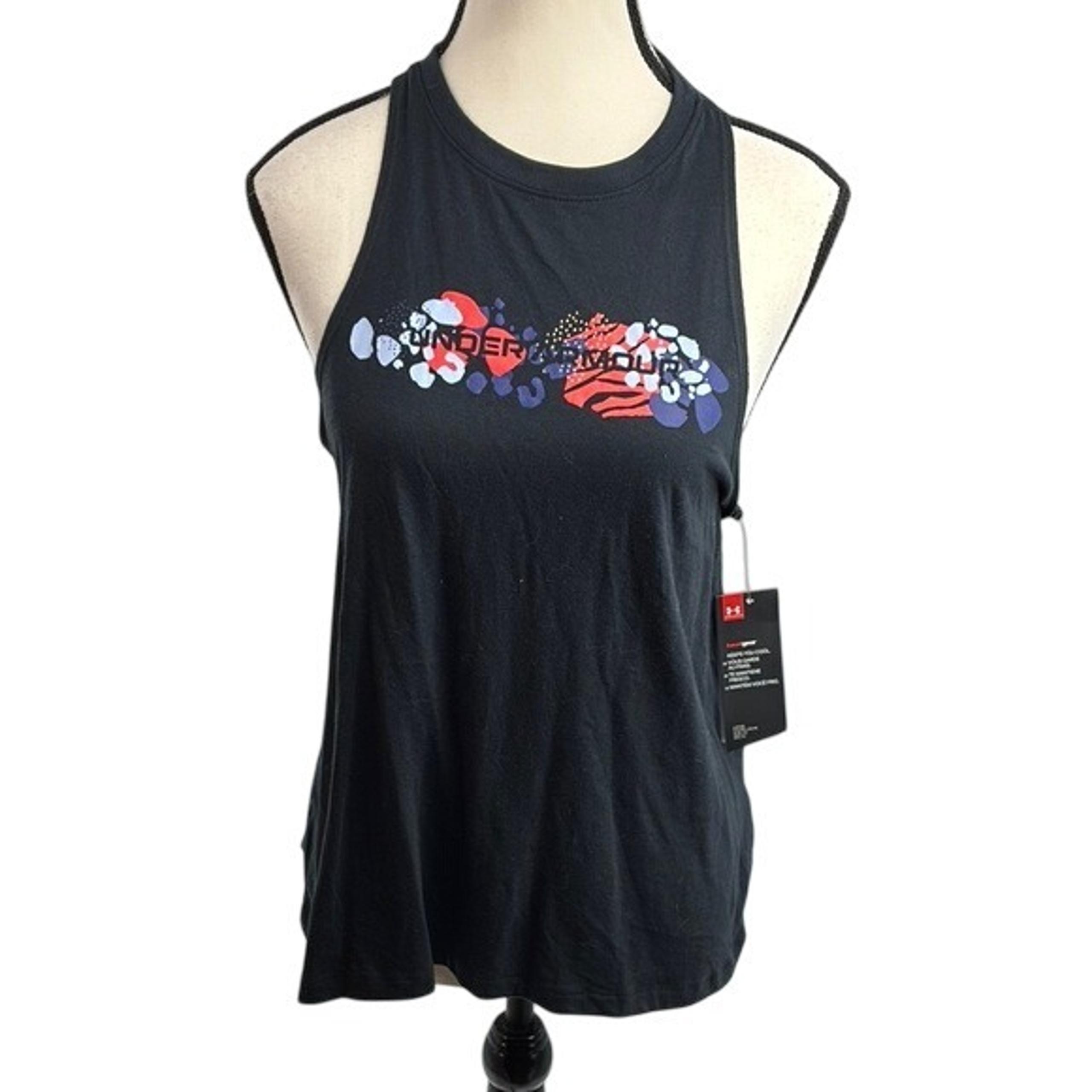 Under Armour Graphic Muscle Tank Top Womens Size XS Black Sleeveless Athletic