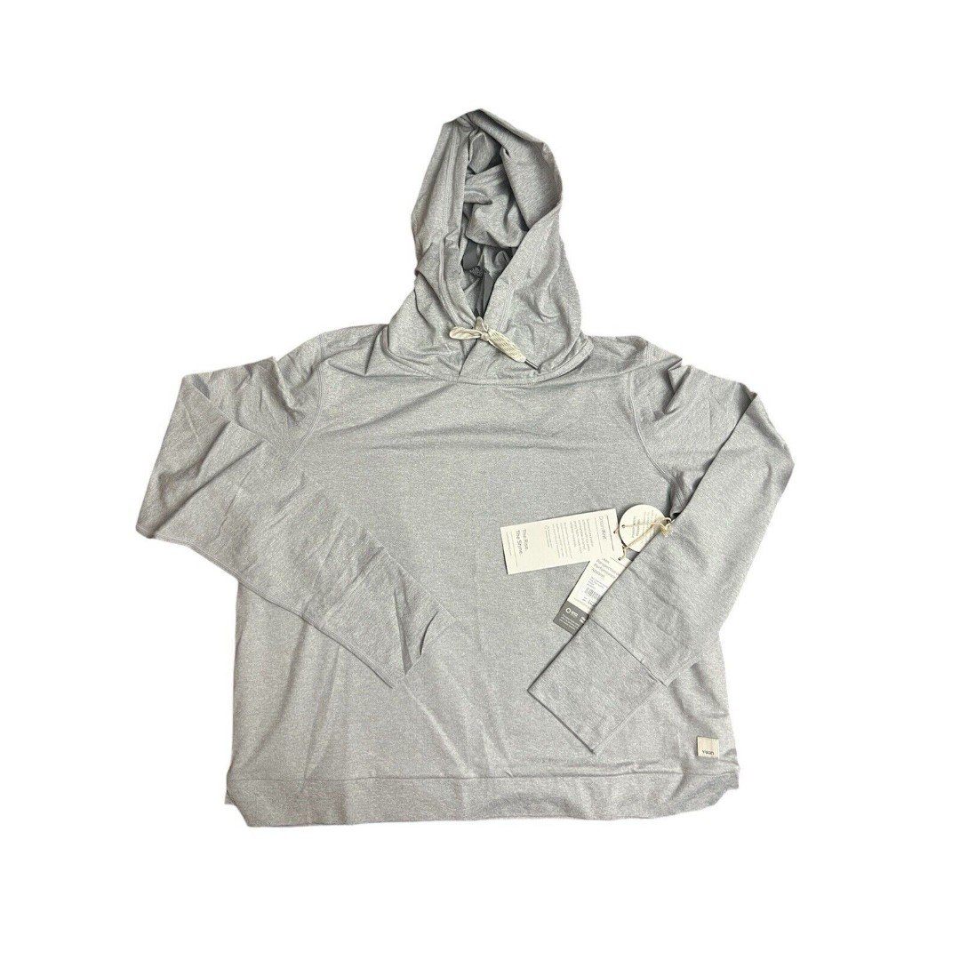 Vuori Womens Essential Halo Hoodie Pullover Pale Grey Heather XL New 96