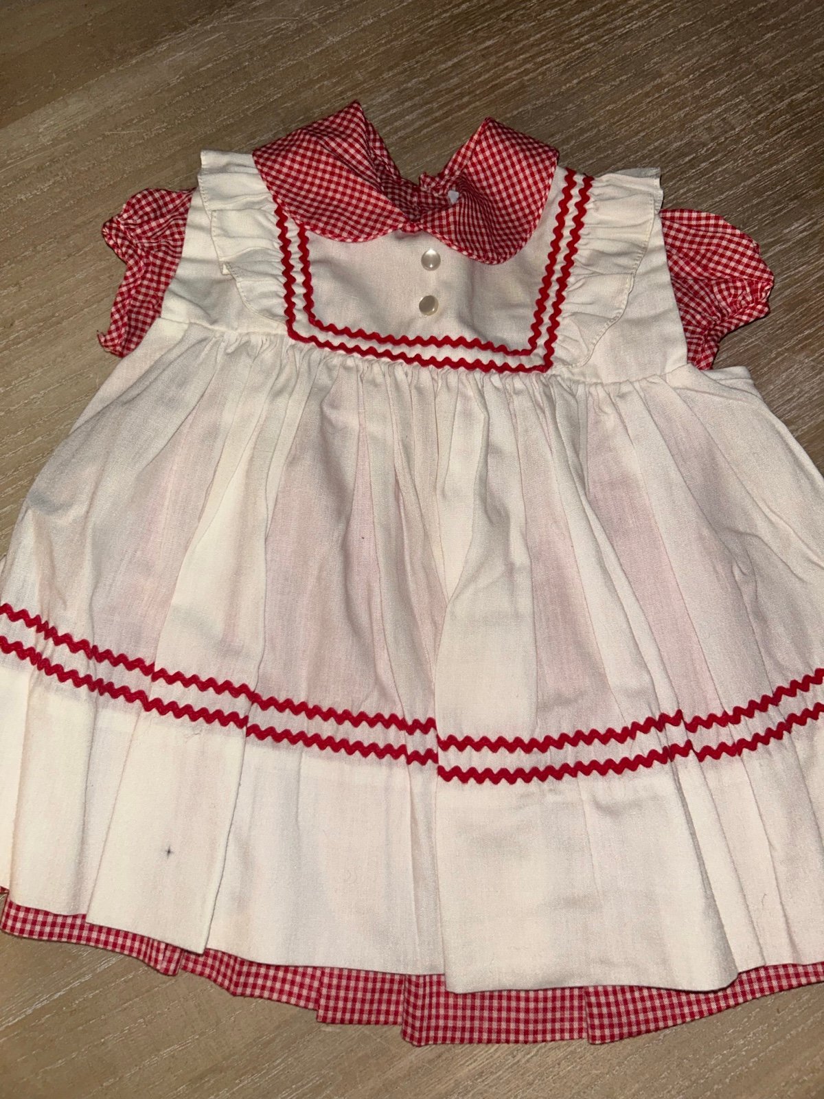 Vintage Sylvia Whyte for Saks Fifth Avenue red & white Pinafore Dress Baby Girl