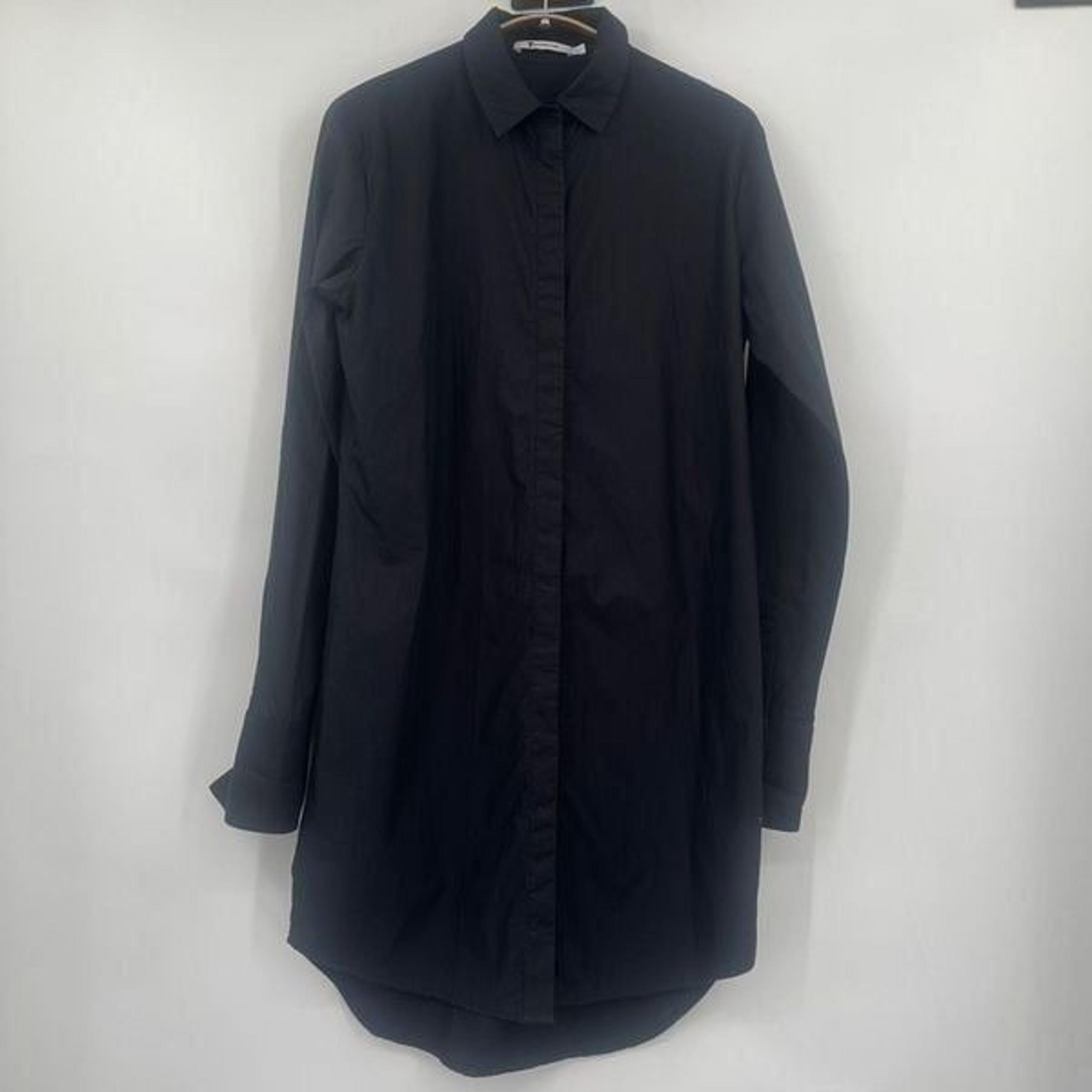 Alexander Wang Black Cotton Long Sleeve Button Down Shirt Dress Small