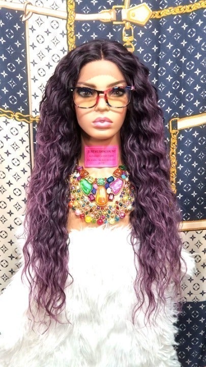 Lavender purple Hawaiian wet wave wig