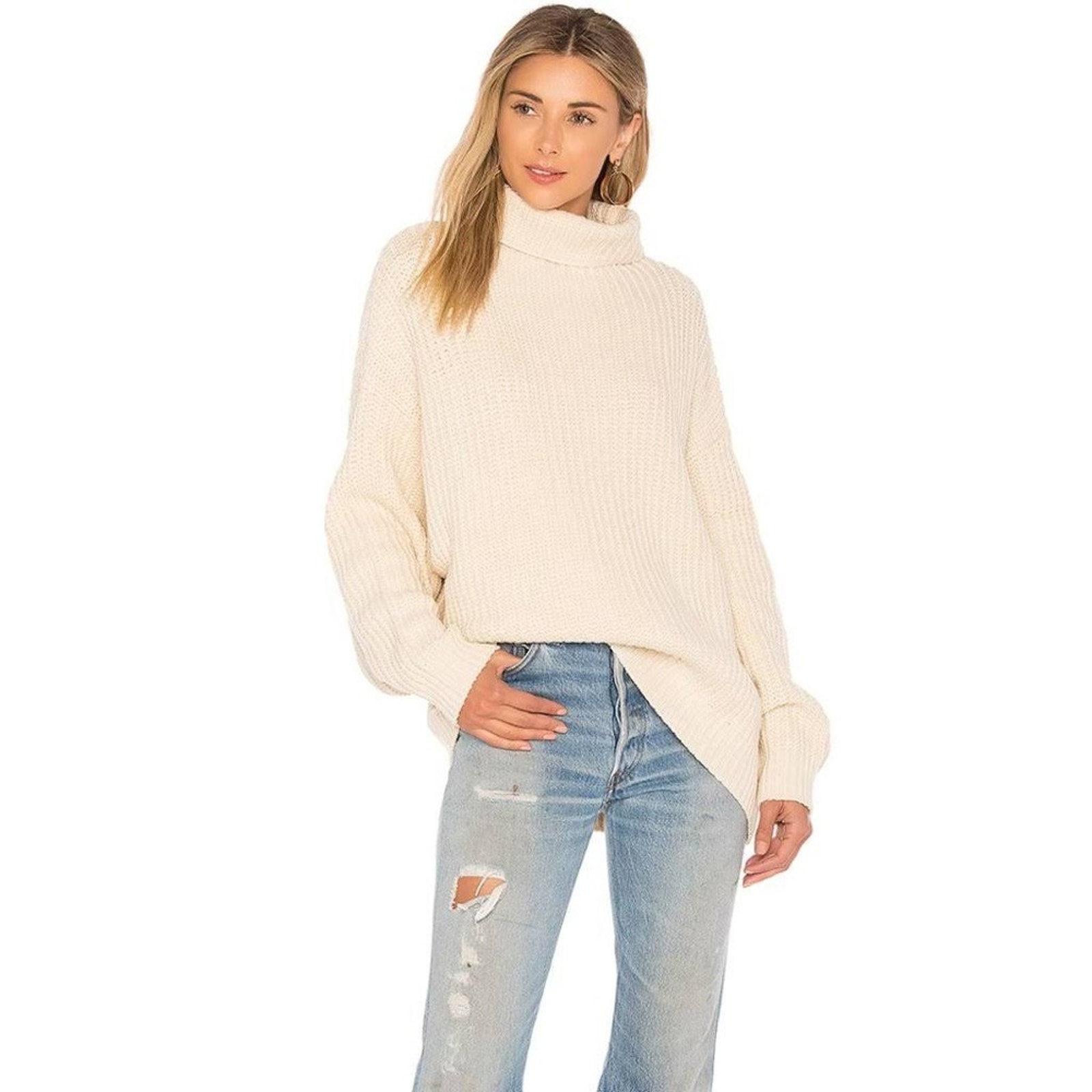 Free People Swim Too Deep Pullover Sweater Cream Sz XS