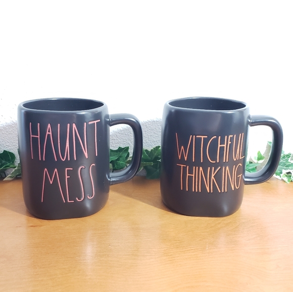 Rae Dunn Halloween mug set Haunt Mess Witchful Thinking