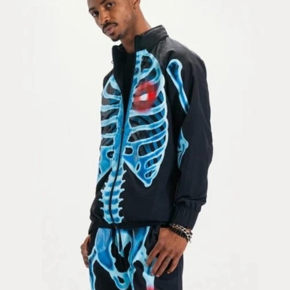 NWOT Market Injuries Track Jacket in Black/ Blue Unisex Sz M