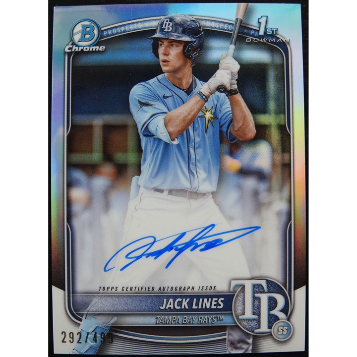 2025 Jack Lines 1st Bowman Chrome Prospect On Card Auto Refractor #/499 #CPA-JLI