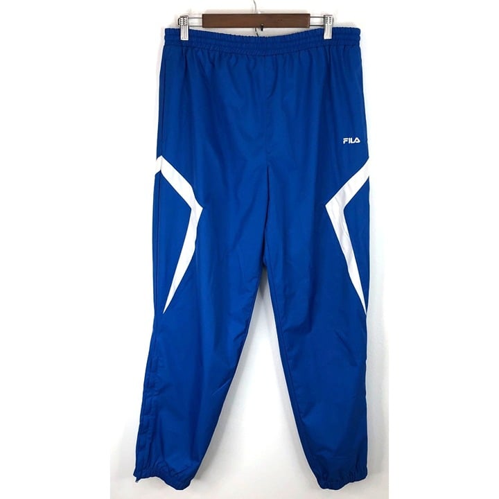 Fila Windbreaker Track Jogger Pants Mens Large 90s Ankle Zipper Blue Vintage
