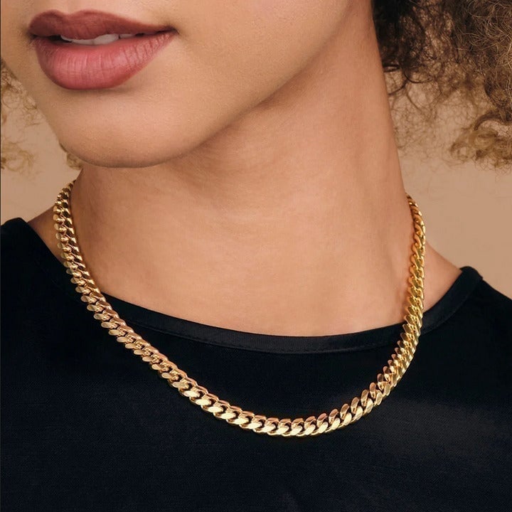 22 Cuban Chain Link 18K Gold Necklace Womens Ladies Fine Jewelry 18 Karat 22in