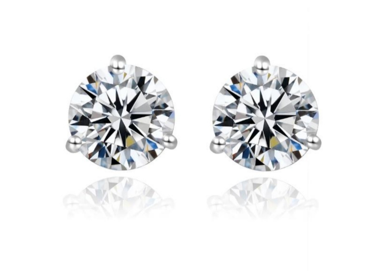 1CT Genuine Moissanite Silver Stud Earrings