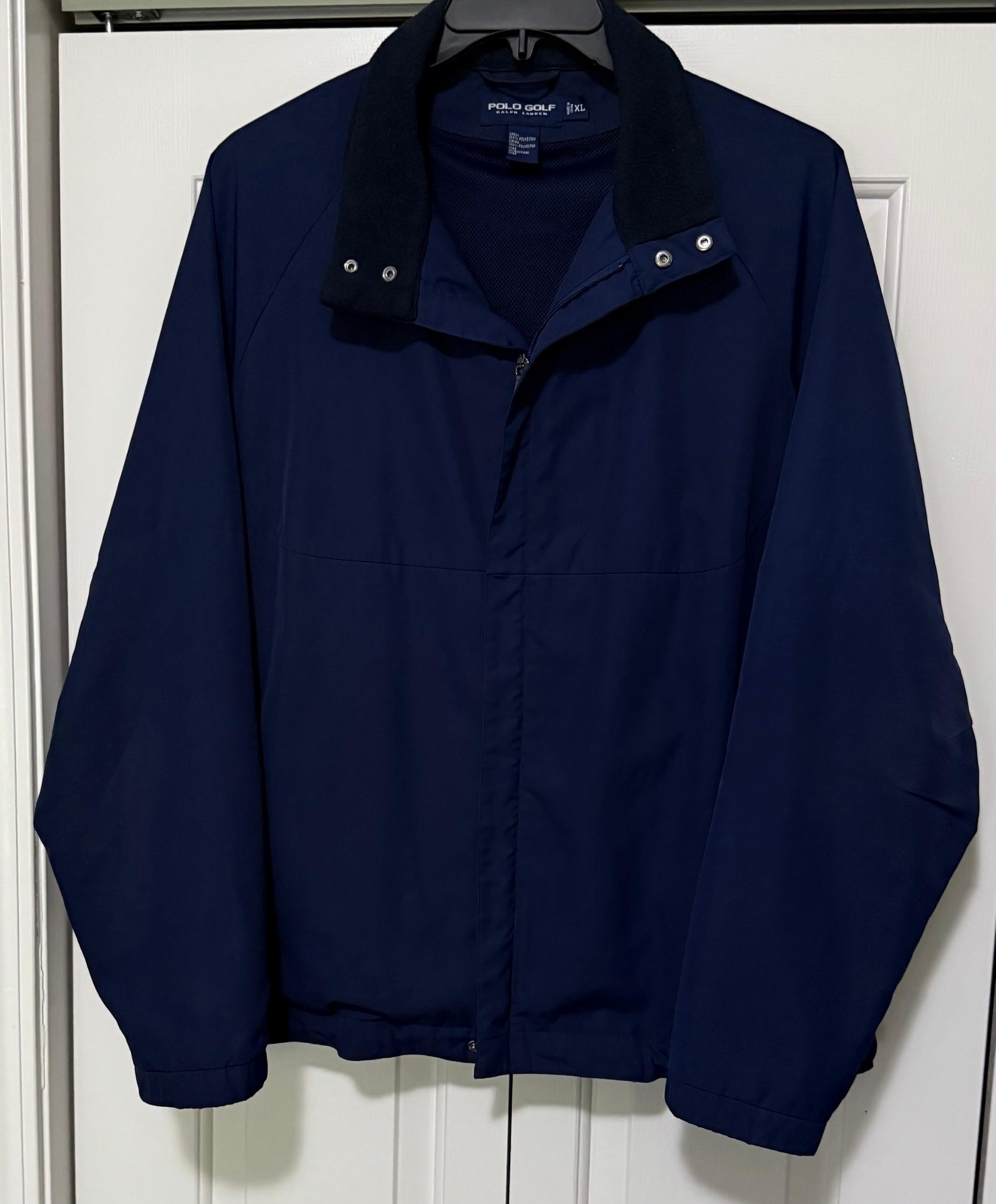 Polo Golf Ralph Lauren Mens XL Blue Polyester Zip “Pockets Lined Jacket