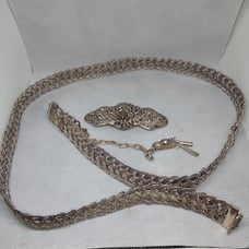 Vintage Ethnographic Tribal Silver Plated Woven belt . Handmade Jewelry