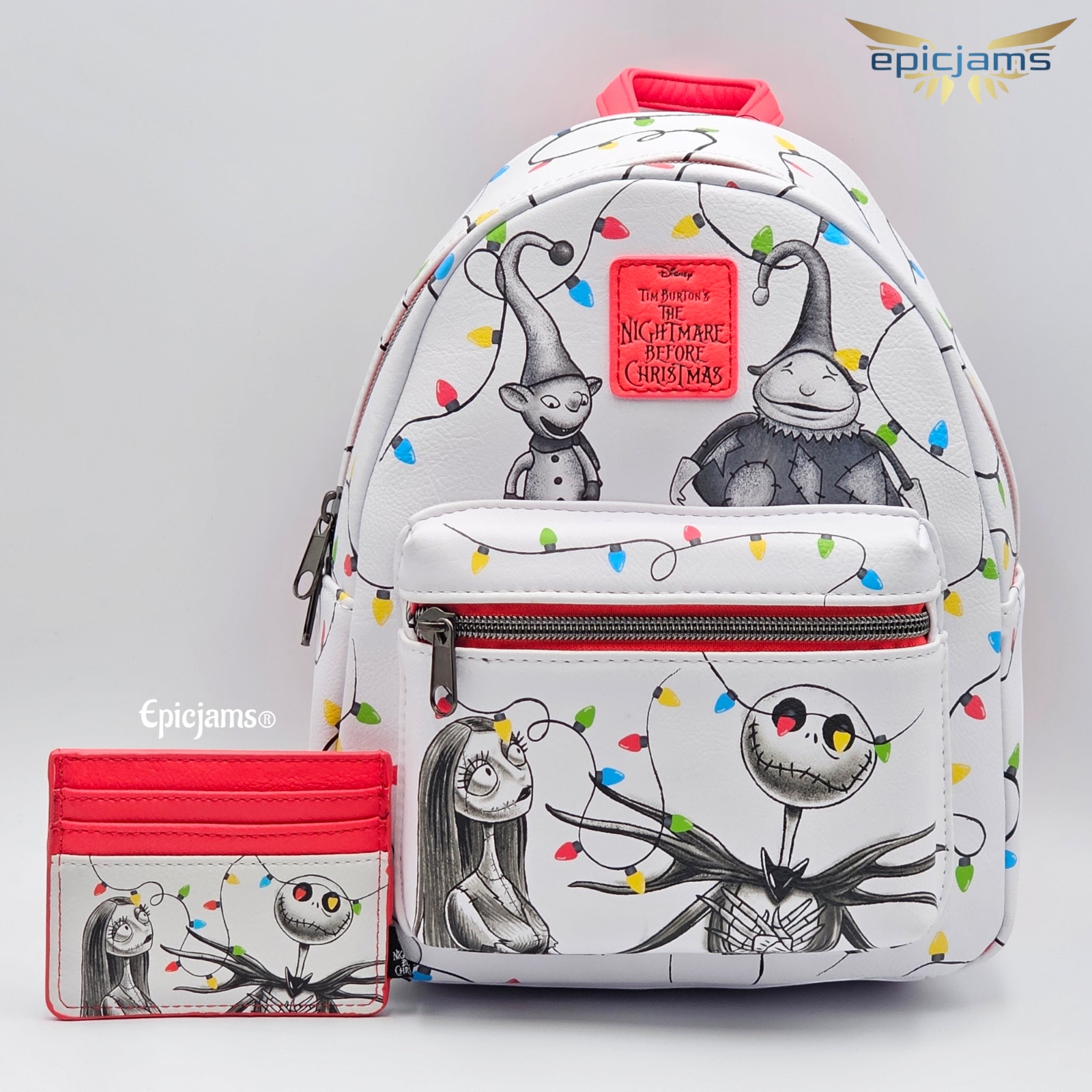 Loungefly Disney Nightmare Before Christmas Holiday Lights Mini Backpack Bag Set