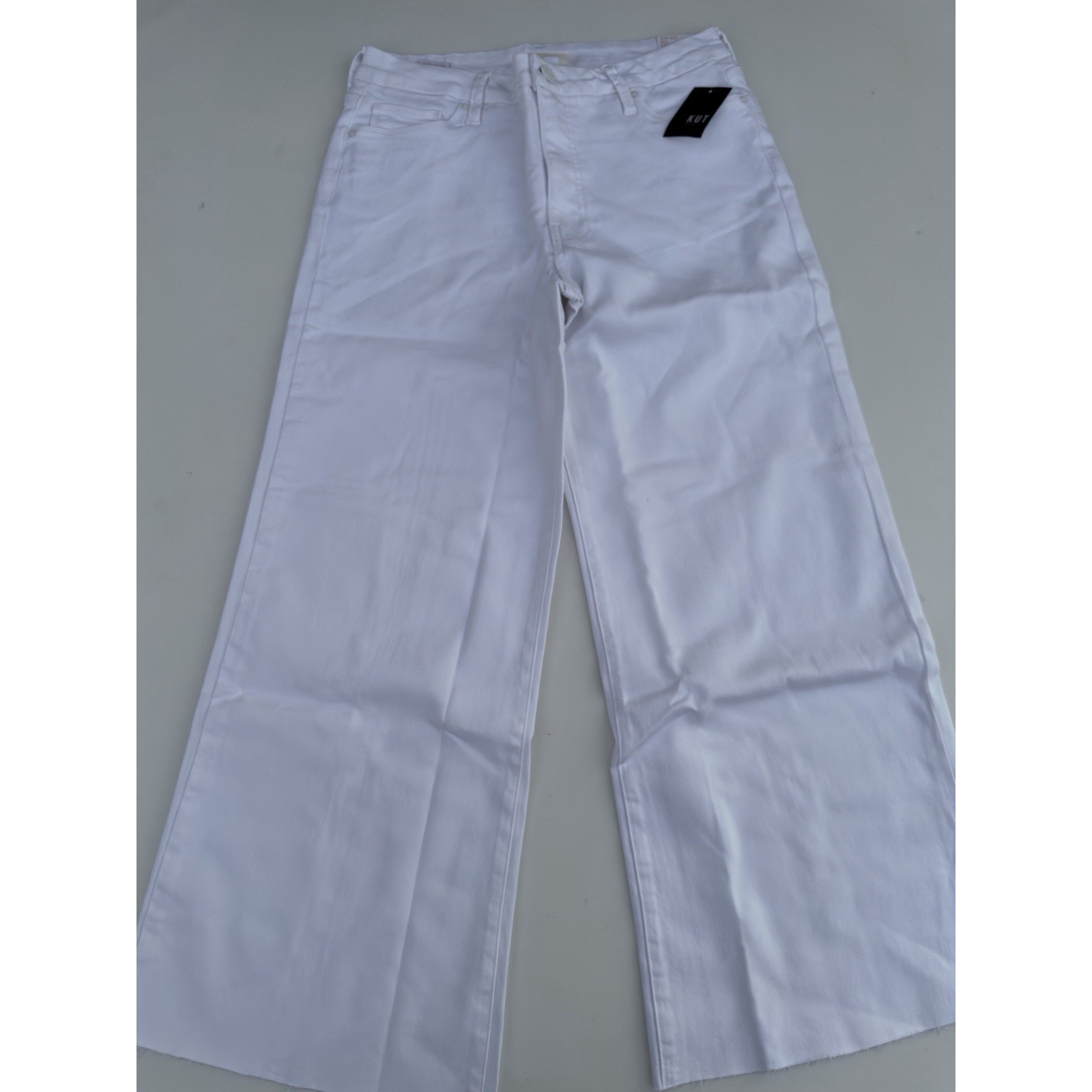 KUT Womens High Rise Meg Fab Ab Wide Leg White Jeans Size 10