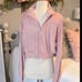 Plush Powder Blush Pullover Cloud Chaser Quarter Zip Womens Large Cropped Top
