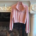 Plush Powder Blush Pullover Cloud Chaser Quarter Zip Womens Large Cropped Top