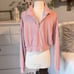 Plush Powder Blush Pullover Cloud Chaser Quarter Zip Womens Large Cropped Top