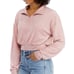 Plush Powder Blush Pullover Cloud Chaser Quarter Zip Womens Large Cropped Top